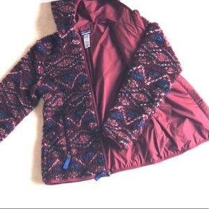 Patagonia Red and Blue Fuzzy Zip Up